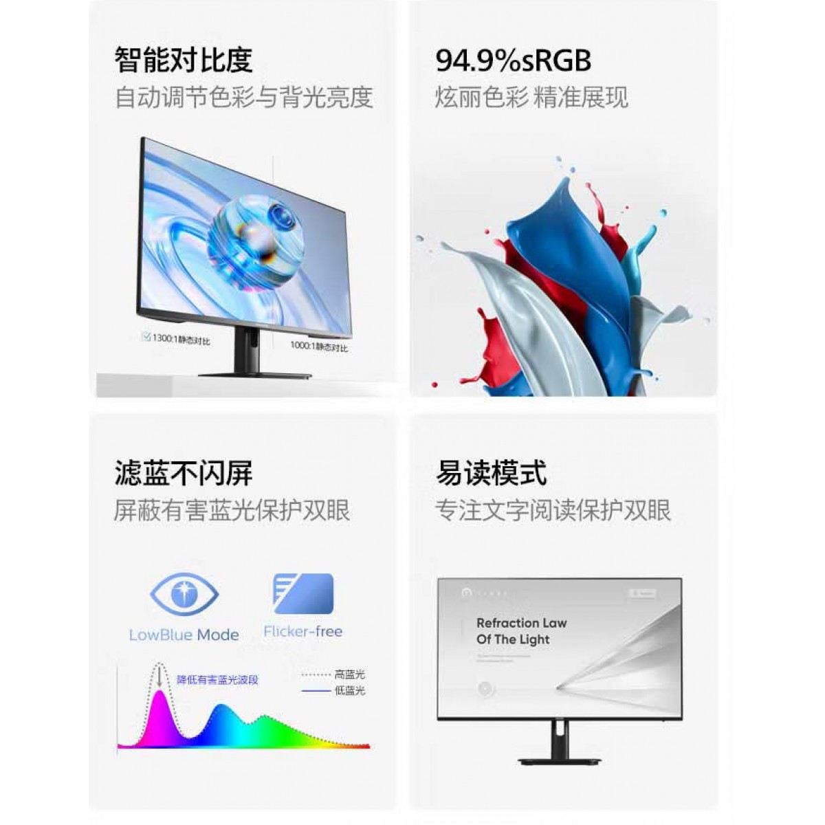飞利浦 23.8英寸LGD-IPS全面屏100Hz 1ms全高清节能认证低蓝光VGA/HDMI/DV商用办公娱乐显示器24E1N1100D