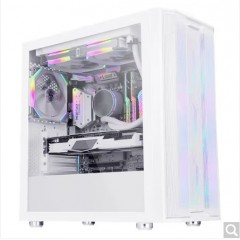 先马（SAMA）平头哥M8 雪装版 游戏办公mini电脑主机箱 前板铁网/玻璃侧透/支持M-ATX主板240水冷/U3/纯白色